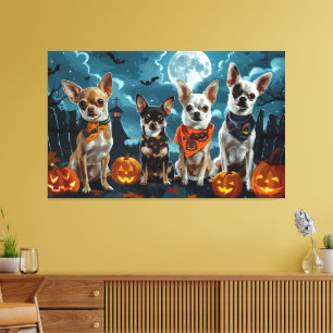 Chihuahua Halloween Spooky Canvas Print