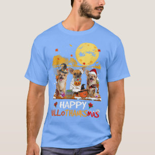 Chihuahua Happy Hallothanksmas Halloween Thanksgiv T-Shirt