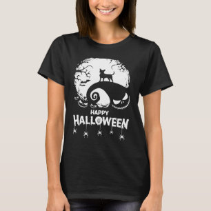 Chihuahua Happy Halloween Spooky Bats Moon Pumpkin T-Shirt