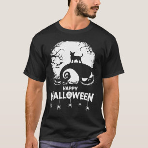 Chihuahua Happy Halloween Spooky Bats Moon Pumpkin T-Shirt