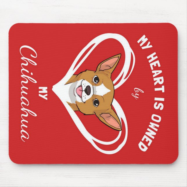 Chihuahua Heart_Dog Lover Mouse Pad (Front)