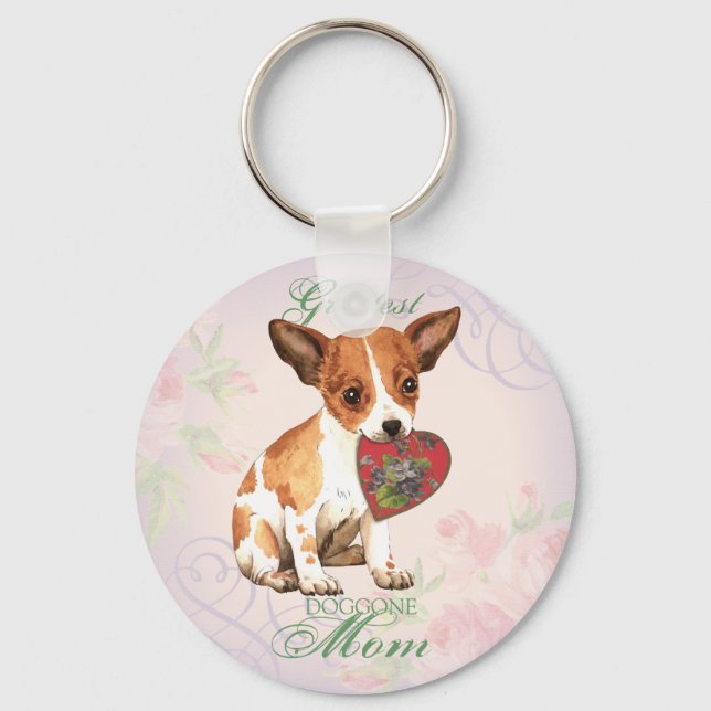 Chihuahua Heart Mum Key Ring (Front)
