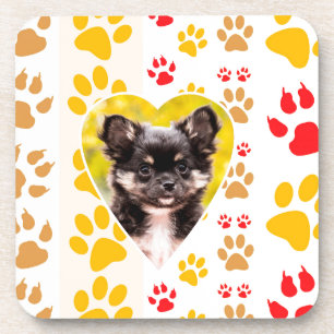 Chihuahua Heart Paw Prints Coaster