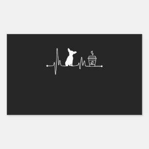 chihuahua heartbeat  pulse coffee lover small rectangular sticker