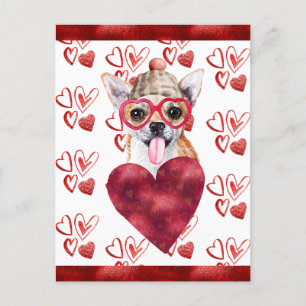 Chihuahua Hearts Dog Lover Valentine Gift Holiday Postcard