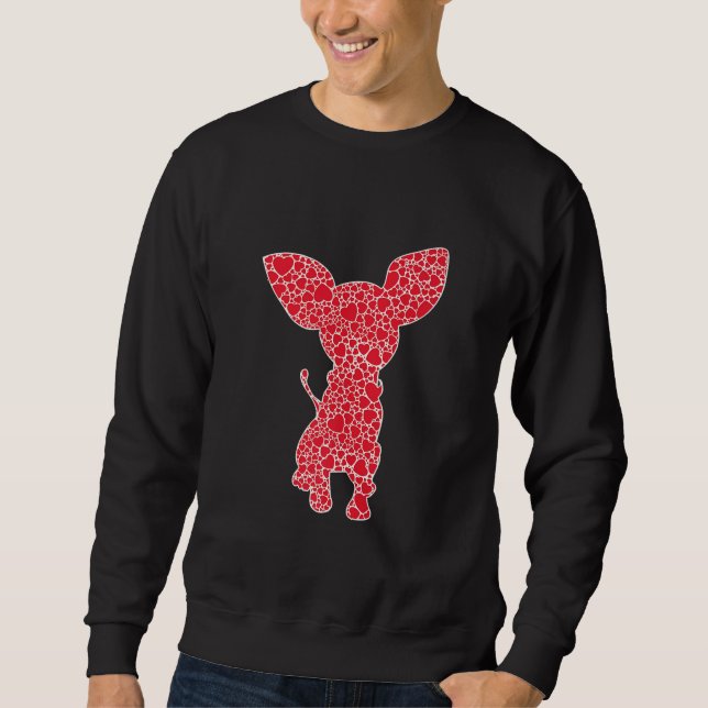 Chihuahua Hearts Valentines Day Dog Pup Lover Sweatshirt (Front)