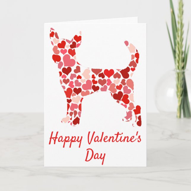 Chihuahua Hearts Valentine's Day Holiday Card (Front)