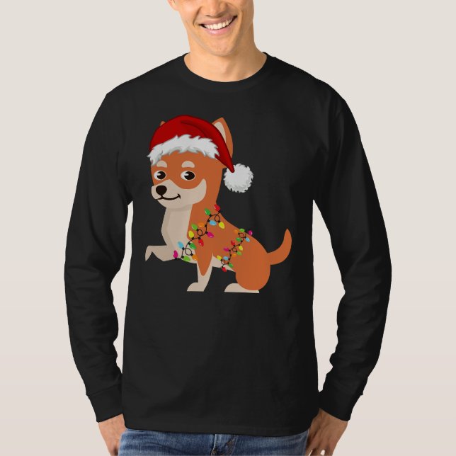 Chihuahua Holiday Christmas Light Chihuahua Christ T-Shirt (Front)