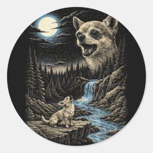 Chihuahua howling at the moon chihuahua lover dog classic round sticker