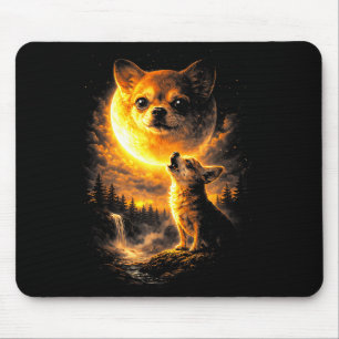 Chihuahua howling to the moon funny dog vintage 90 mouse pad