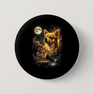 Chihuahua howling to the moon retro vintage 90s 6 cm round badge