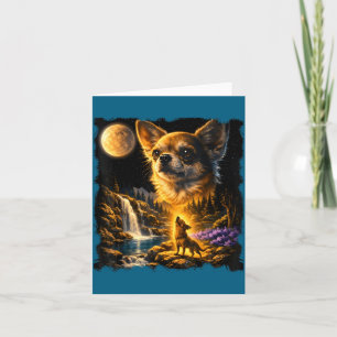 Chihuahua howling to the moon vintage 90s chihuahu card