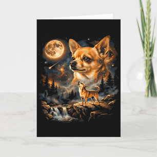 Chihuahua Howling To The Moon Vintage Funny Chihua Card