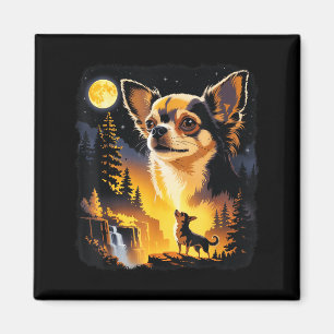 Chihuahua Howling To The Moon Vintage Funny Chihua Magnet
