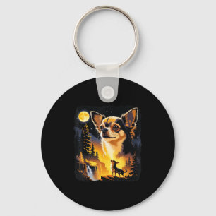 Chihuahua howling to the moon vintage funnyChihuah Key Ring