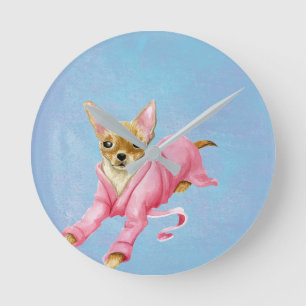 Chihuahua in a Bathrobe Dog Wall Clock