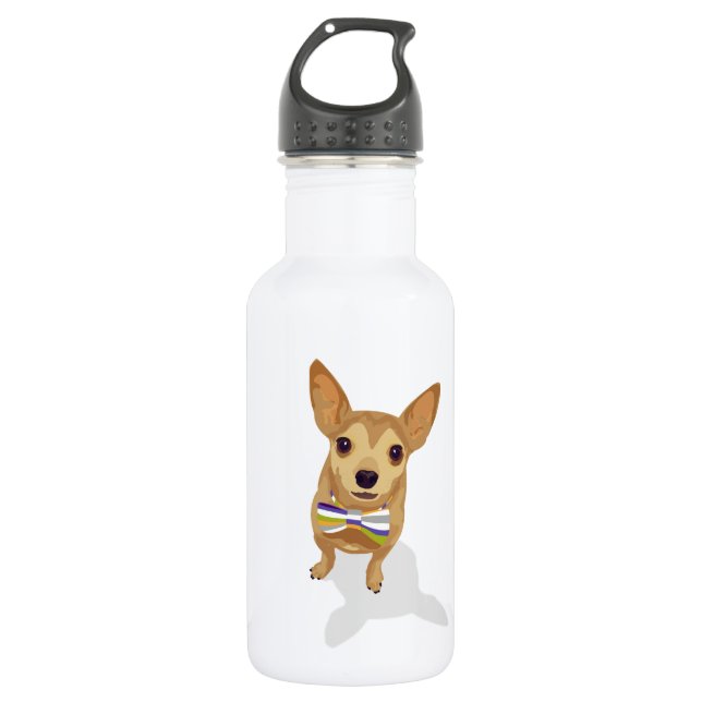 Chihuahua in a bowtie on white background 532 ml water bottle (Front)