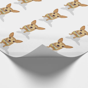 Chihuahua in a bowtie on white background wrapping paper