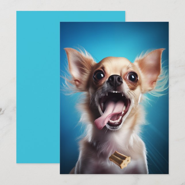Chihuahua In Action Invitation (Front/Back)