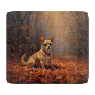 Chihuahua in Autumn Leaves Fall Inspire Cutting Board