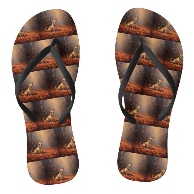 Chihuahua in Autumn Leaves Fall Inspire  Jandals (Footbed)