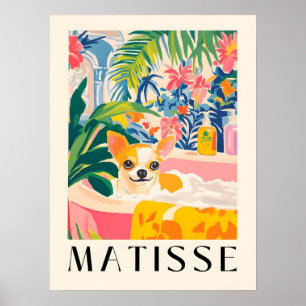 Chihuahua In Bathtub Art Tropical Bathroom Matisse Poster
