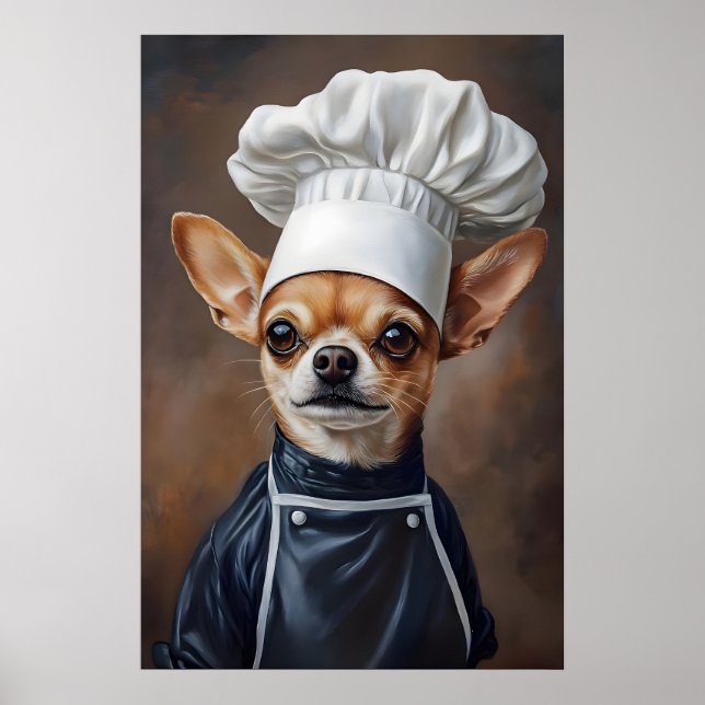 Chihuahua In Chefs Hat Poster, Pet Poster (Front)