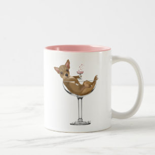 Chihuahua in Cocktail Glass Two-Tone Coffee Mug