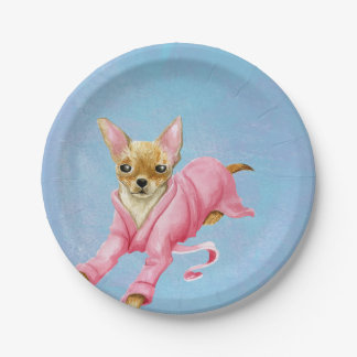 Chihuahua in Pink Bathrobe Paper Party Plates