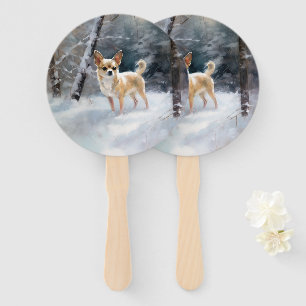 Chihuahua Let It Snow Christmas Hand Fan