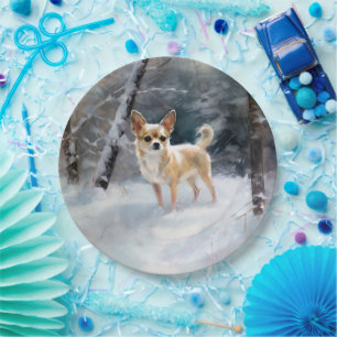 Chihuahua  Let It Snow Christmas Paper Plate