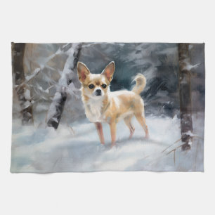 Chihuahua  Let It Snow Christmas Tea Towel