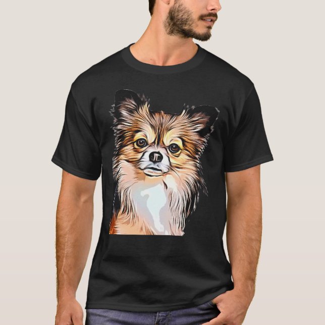 Chihuahua Long Coat Tri Colour T-Shirt (Front)