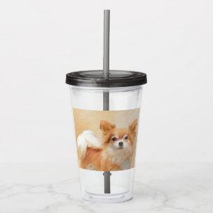 Chihuahua Long-Haired Dog Painting Original Art Acrylic Tumbler