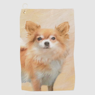 Chihuahua Long-Haired Dog Painting Original Art Golf Towel
