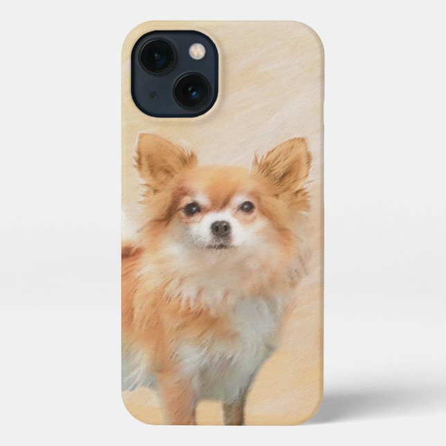 Chihuahua Long-Haired Dog Painting Original Art iPhone Case (Back)