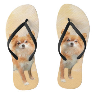 Chihuahua Long-Haired Dog Painting Original Art Jandals