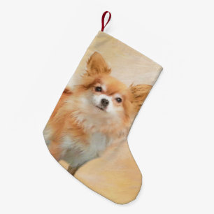 Chihuahua Long-Haired Dog Painting Original Art Small Christmas Stocking