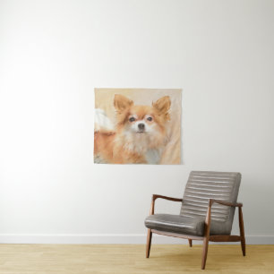 Chihuahua Long-Haired Dog Painting Original Art Tapestry