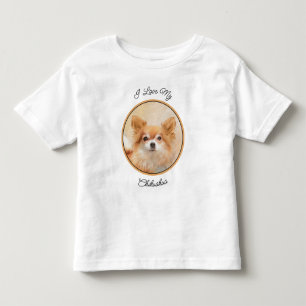 Chihuahua Long-Haired Dog Painting Original Art Toddler T-Shirt