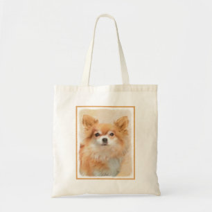 Chihuahua Long-Haired Dog Painting Original Art Tote Bag