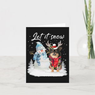 Chihuahua Long Haired Santa Dog Christmas Snowman  Card
