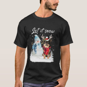 Chihuahua Long Haired Santa Dog Christmas Snowman T-Shirt