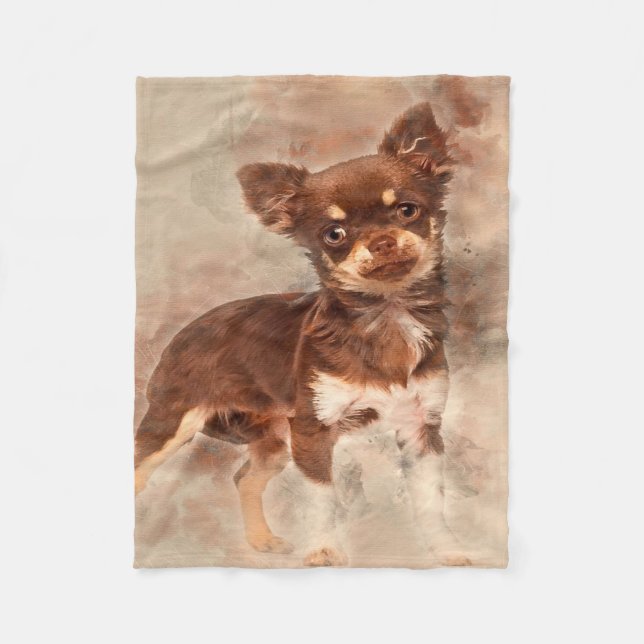 Chihuahua looking at camer_Dog Lover Fleece Blanket (Front)