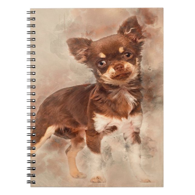 Chihuahua looking at camer_Dog Lover Notebook (Front)