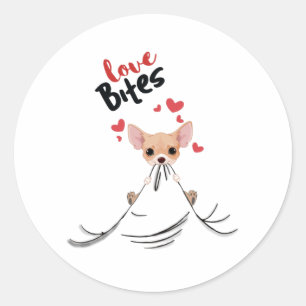 Chihuahua Love Bites Valentines Day Gifts For Her Classic Round Sticker