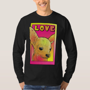Chihuahua Love Pink And Yellow Pop Art T-Shirt