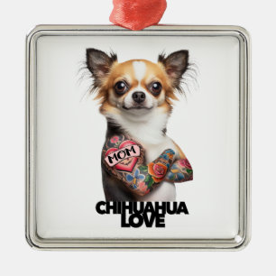 CHIHUAHUA LOVE tattoo artist mum tat ink pet dog Metal Tree Decoration