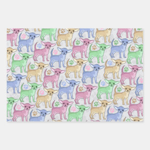 Chihuahua Lover Colorful Pattern Wrapping Paper Sheet