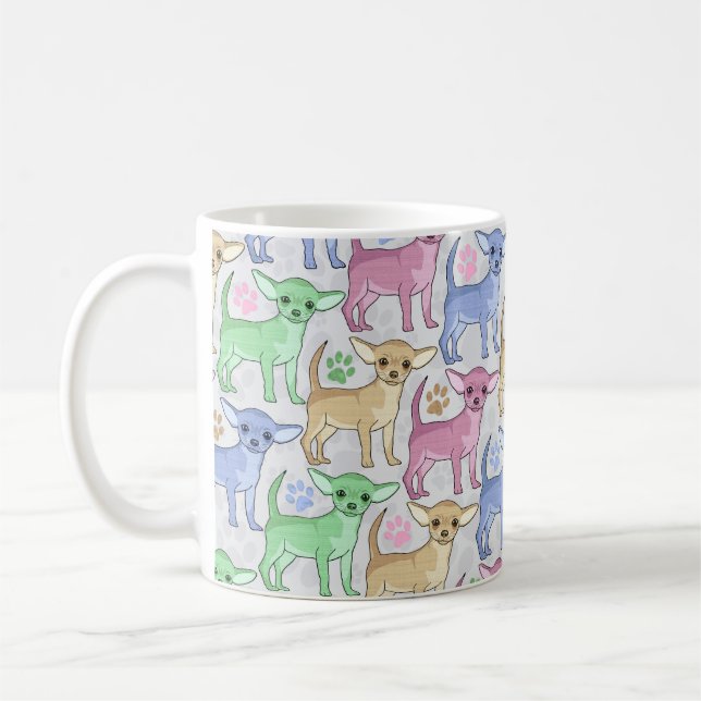 Chihuahua Lover Colourful Pattern Coffee Mug (Left)